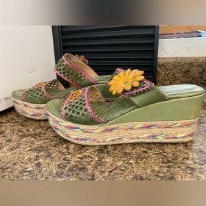 SPRING STEP L’ARTISTE VIRGIE WEDGE /SANDAL SIZE:8 LEATHER